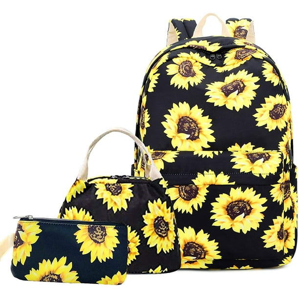 Large Fold-Over Laptop Backpack Sunflower Baby Bee Cute Daypack Purse Bookbag For Men,Women 